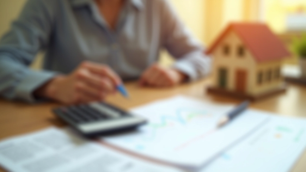 Rechner und Finanzplanung auf Schreibtisch mit Bauspardarlehen-Dokumenten und Taschenrechner