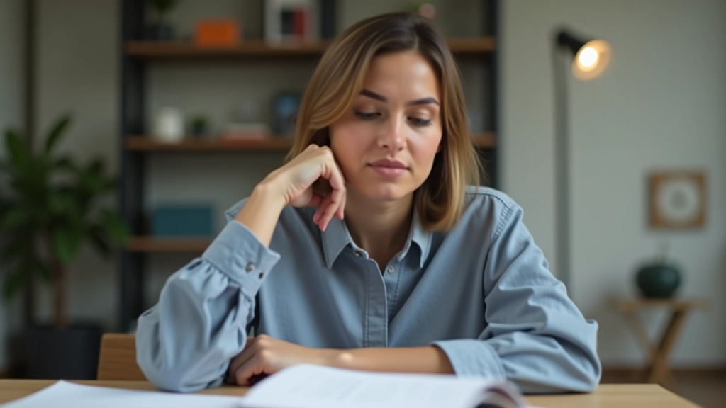 Person studiert Finanzunterlagen und Vertragsdetails am Tisch